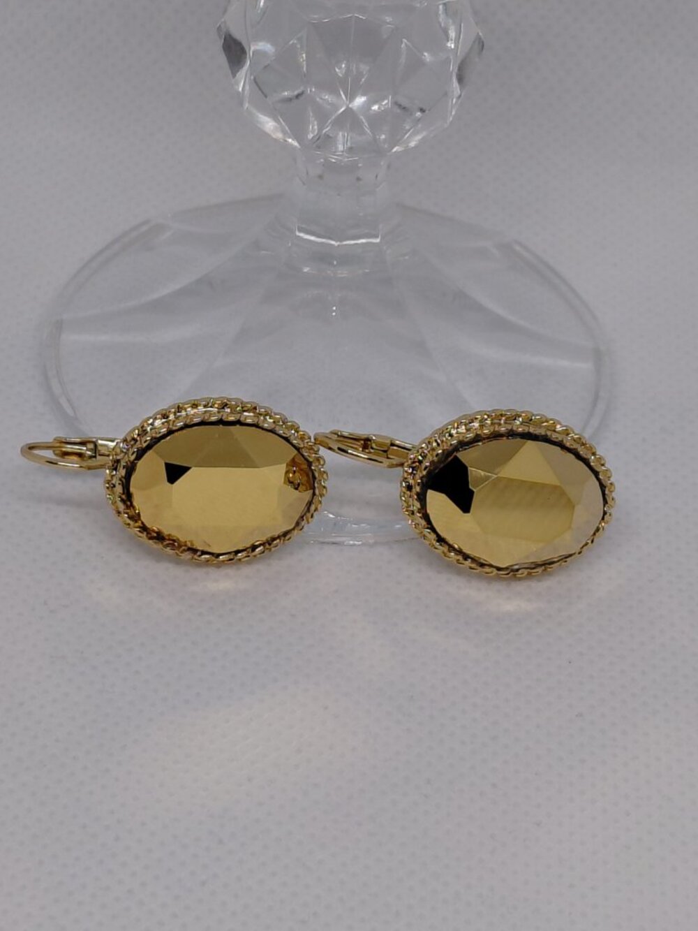 Swarovski Aurum Gold Metallic Goldtone Oval Leverback Earrings
